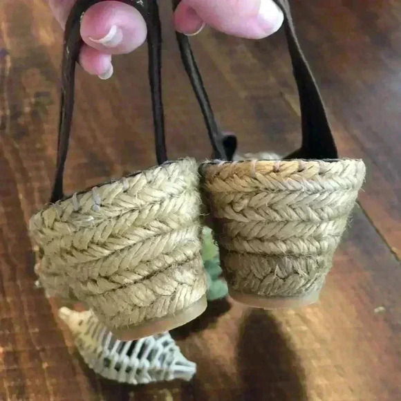 Eric Michael | Gold & Brown Zebra Print Espadrille Wedge Sandals - Picture 4 of 5